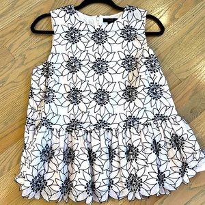 J Crew sleeveless, floral embroidered top sz Small.  Excellent condition.